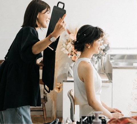 ヘアメイクの現場の様子
